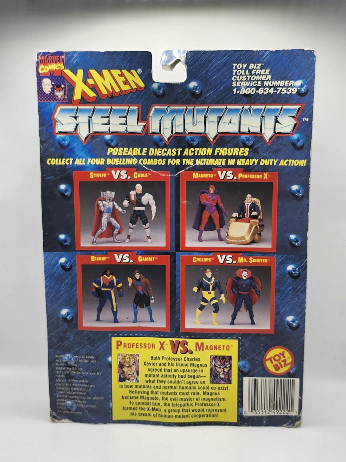 Vintage X-Men Steel Mutants Professor X Vs Magneto ToyBiz 1994 Diecast Carded