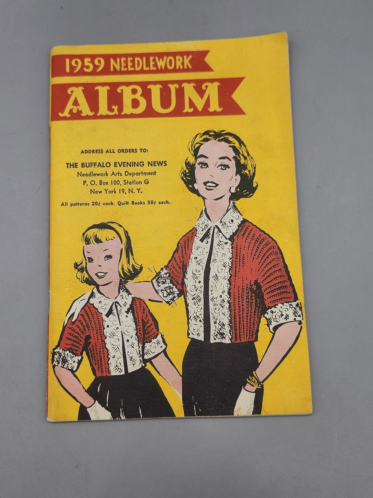 Vintage 1959 Needlework Album Mann Lengel Kujawa Vaughan Yellow PB USA Crafts