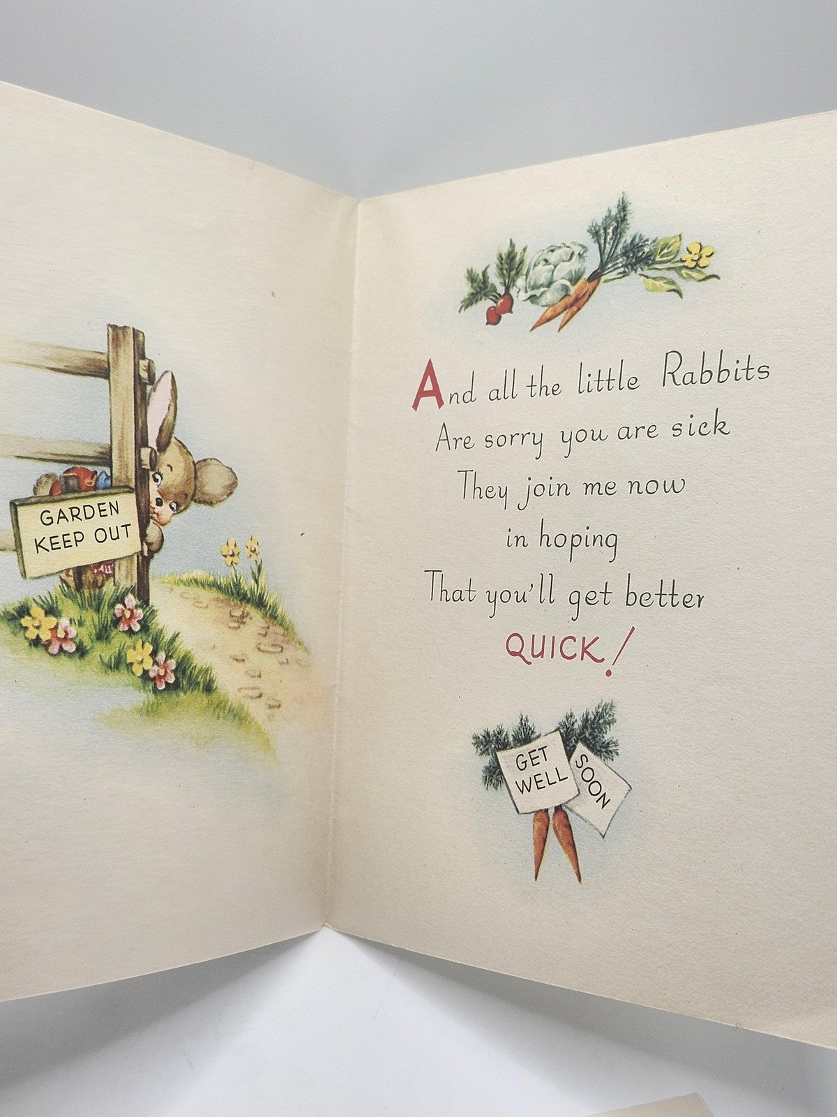 Vintage 1949 American Greetings Peter Rabbit Get Well Card Story Booklet USA 563