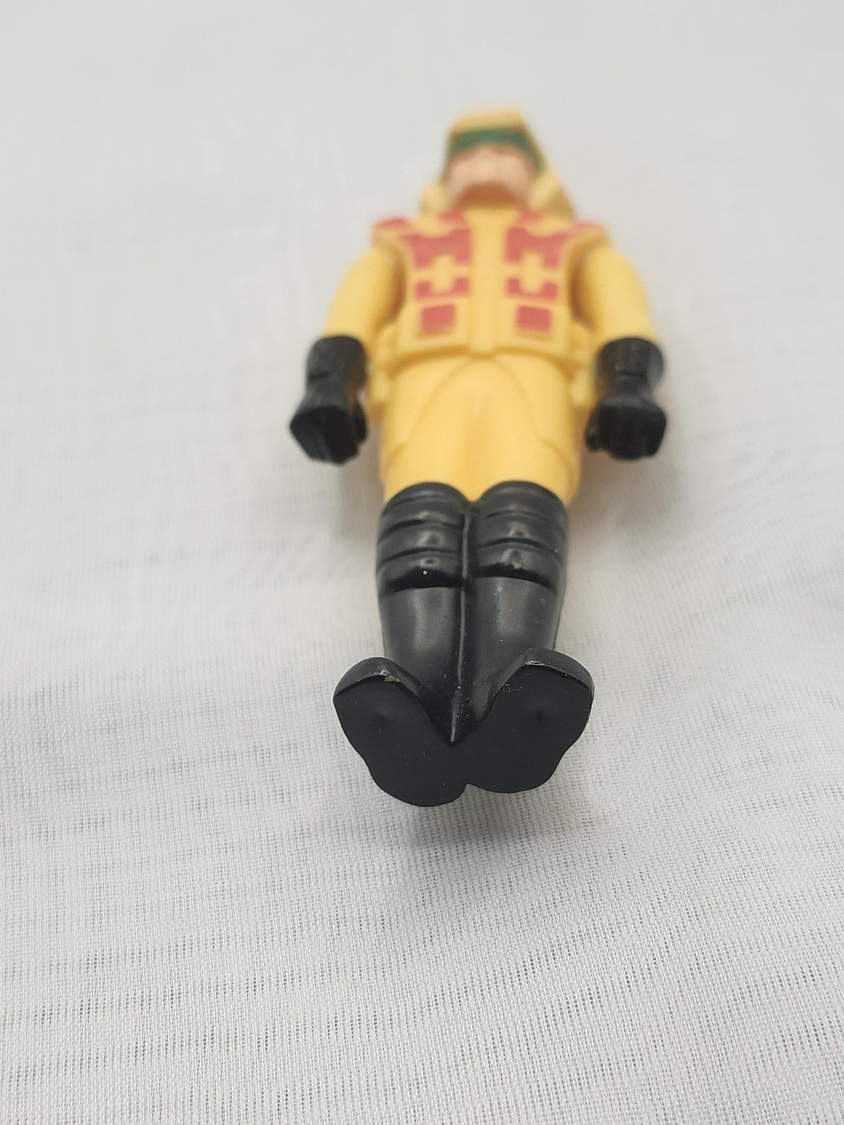 Vintage Yellow Space Soldier Action Figure Black Boots Plastic Toy Loose
