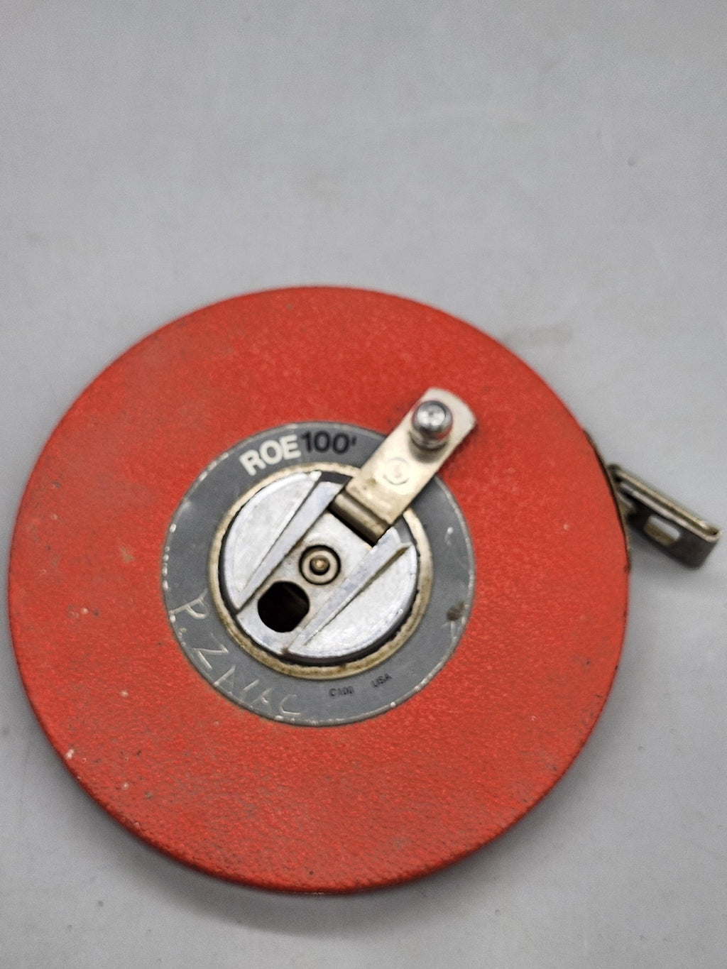 ROE 100ft Long Tape Reel Red Steel Standard Measuring Tool USA Handheld Workshop