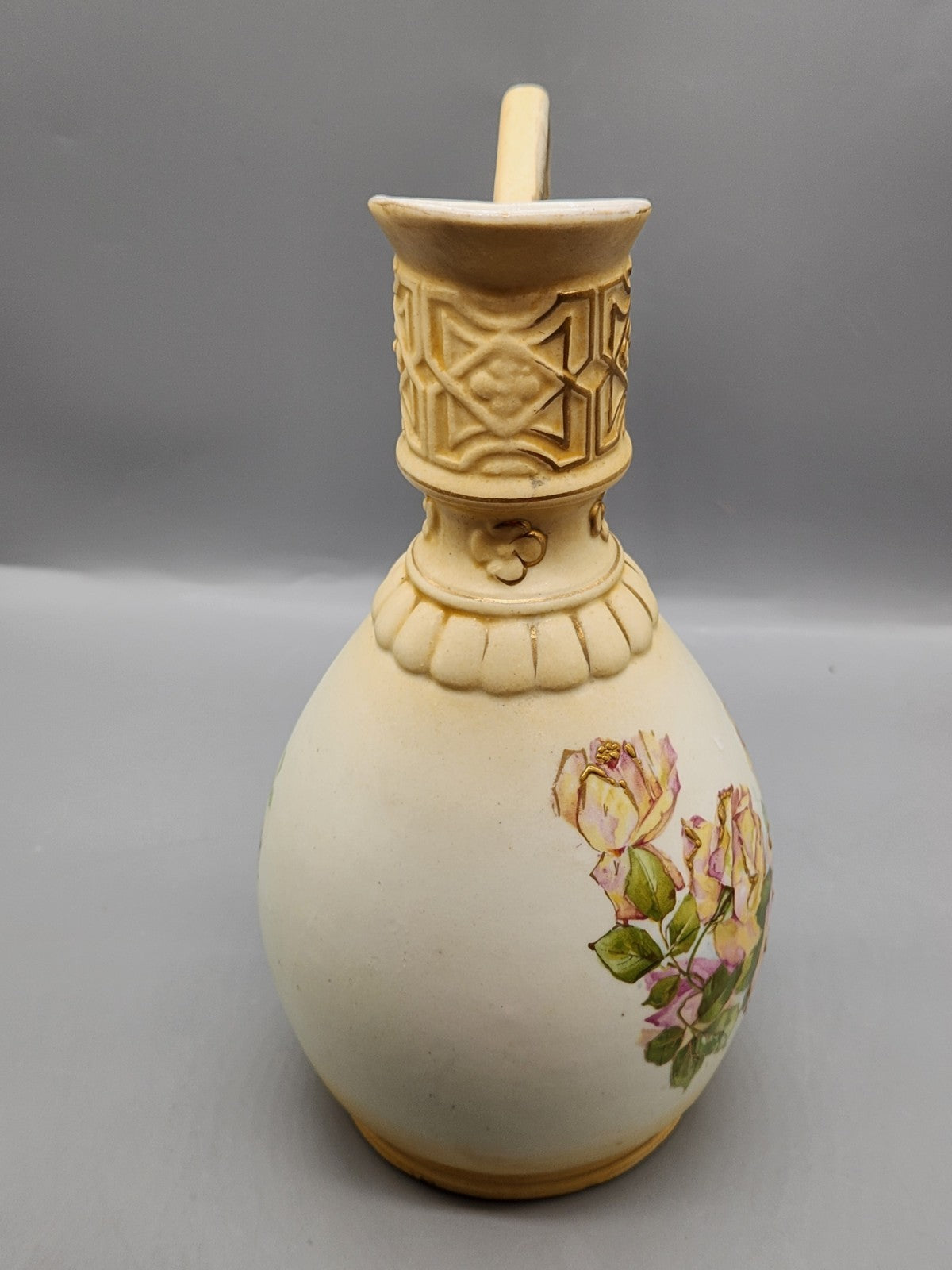 Vintage Austria Porcelain Floral Ewer Pitcher Hand Painted Roses Gold Gilt...