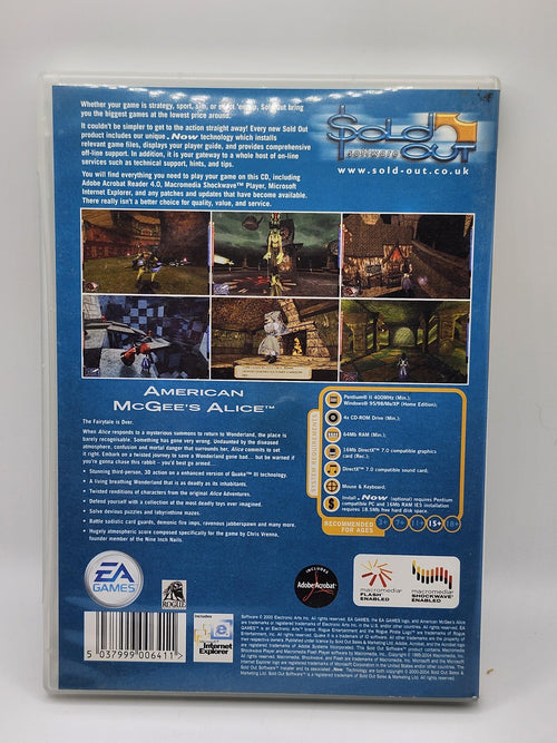 American McGee's Alice PC Windows Game 2 Disc CD-ROM EA Sold Out 2000 Action