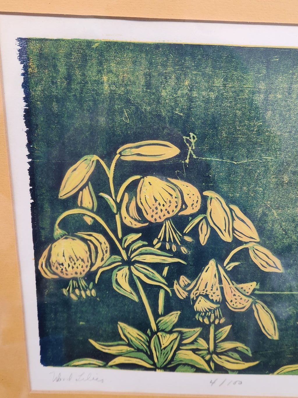 Signed Limited Edition Wood Lilies Print 4/100 Framed Botanical Art 20x17