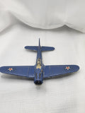 Vintage Blue Zamak Airplane Toy Small US Navy Fighter Plane Diecast WWII