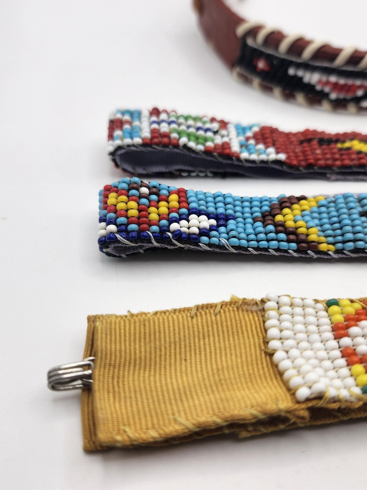 Beaded choker Lot Native American Glass Leather Multicolor Boho Womens 4pc