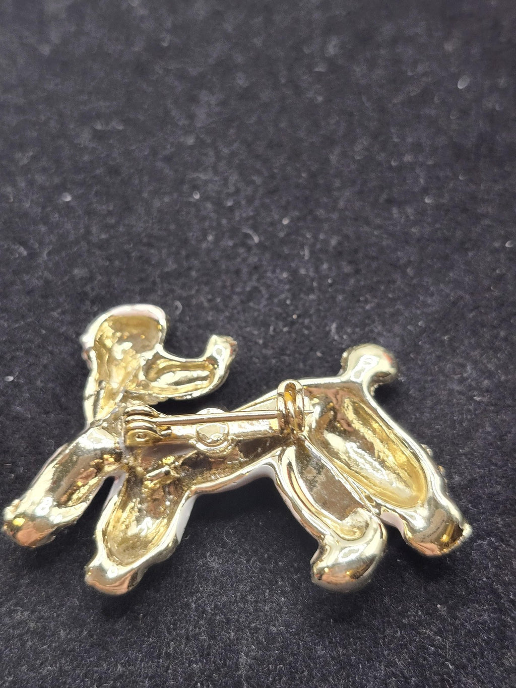 Poodle Dog Brooch Pin White Enamel Gold Tone Red Eye Animal Jewelry Cute Gift