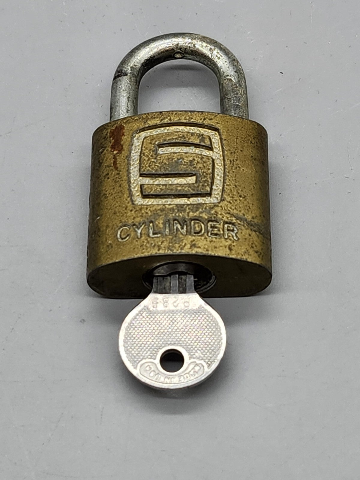 Vintage Slaymaker Cylinder Padlock Brass Lock Key USA Rustic Hardware Decor