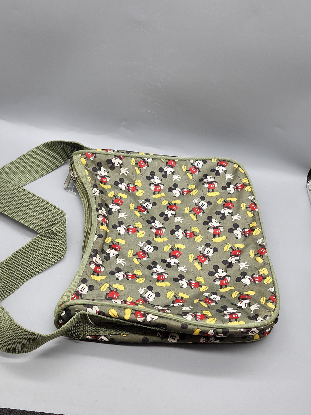 Disney Mickey Mouse Crossbody Bag Womens Medium Green Canvas Shoulder Cartoon