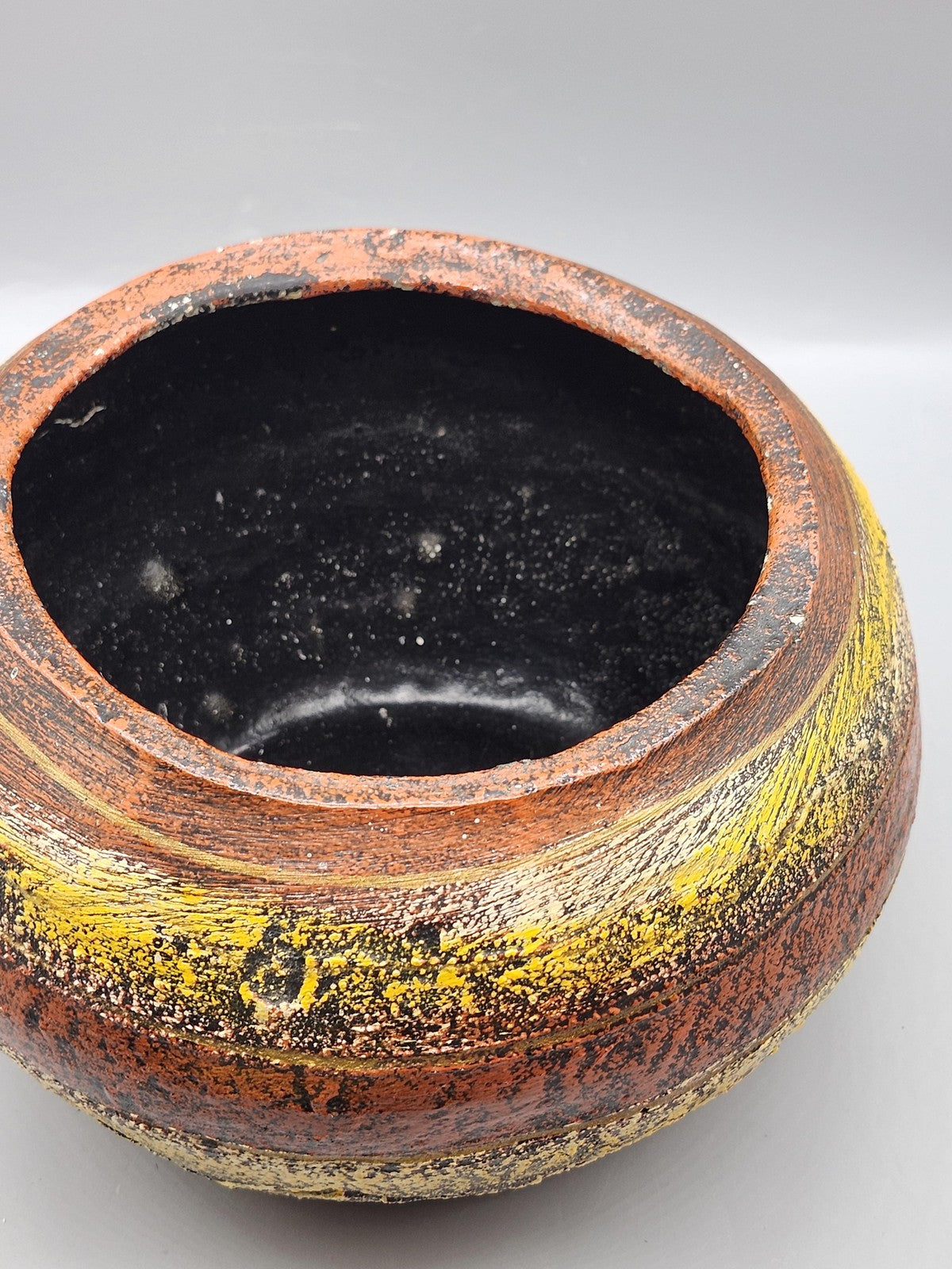 Multicolor Terracotta Round Planter Abstract Art Pottery Modern Table Decor