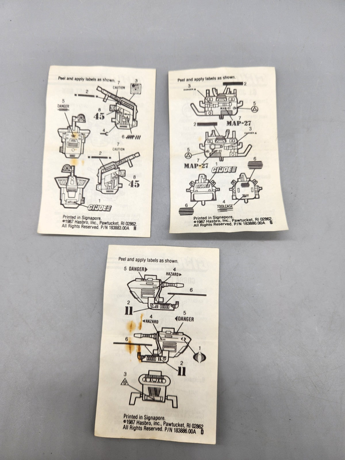 Vintage 1987 GI Joe Mini Vehicle/Filecard Instruction Lot – Cobra Pom-Pom...