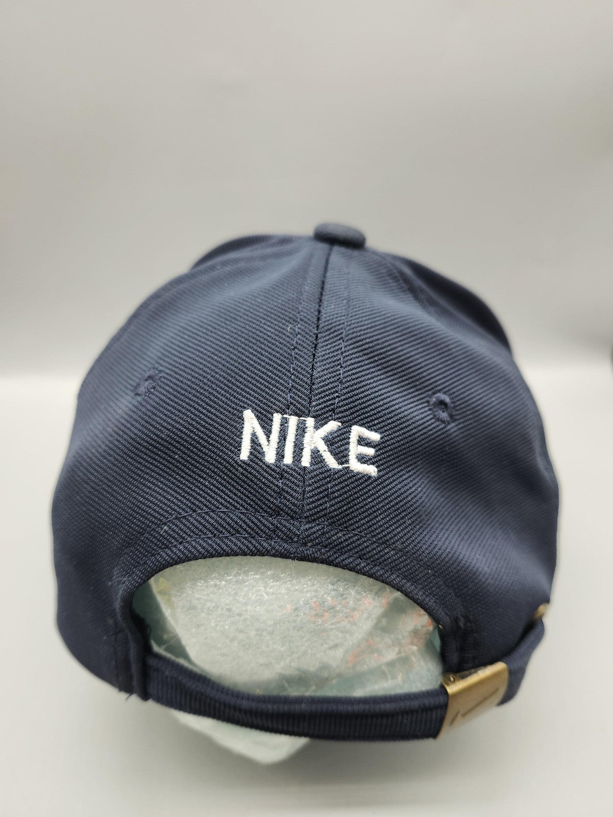 Nike Hat Cap Strap Back Mens One Size Navy Blue Swoosh Logo Twill Baseball