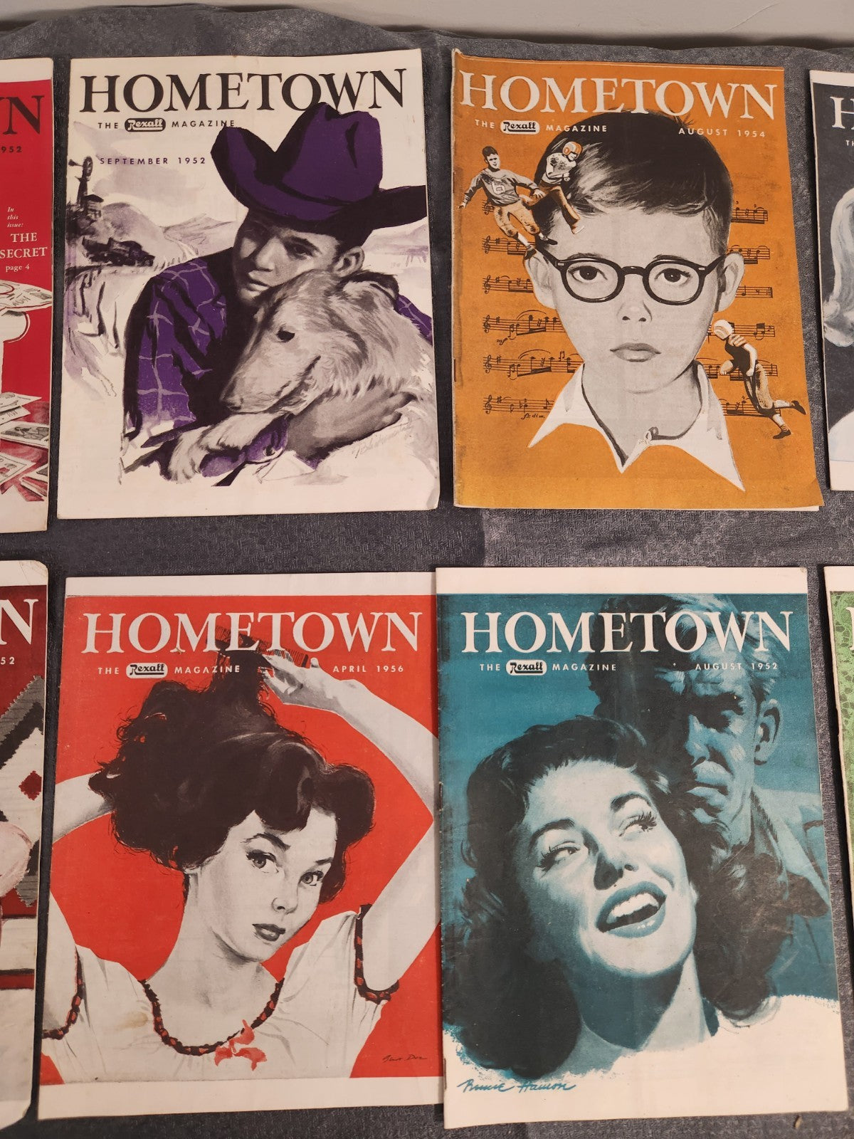 Vintage Hometown Magazine Lot of 10 Rexall Drug Store 1952-1956 Mid Century...