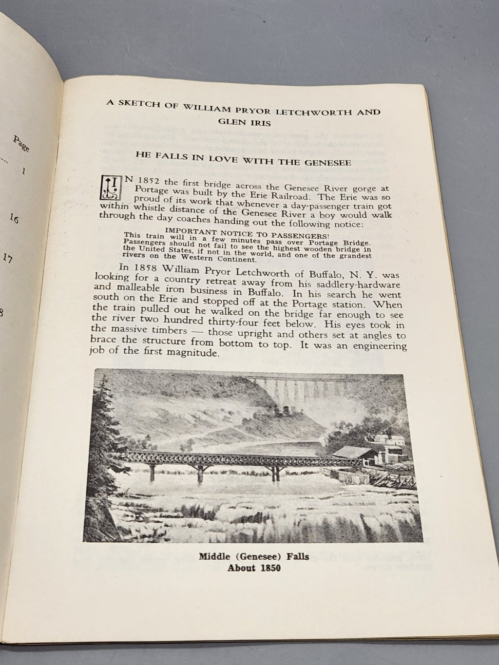 1956 Wm Pryor Letchworth & Glen Iris Book Sherman Peer Letchworth State Park