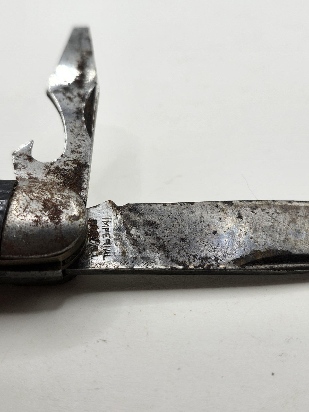 Vintage Imperial Pocketknife 3 Blade Spear Point Black Plastic Slipjoint EDC