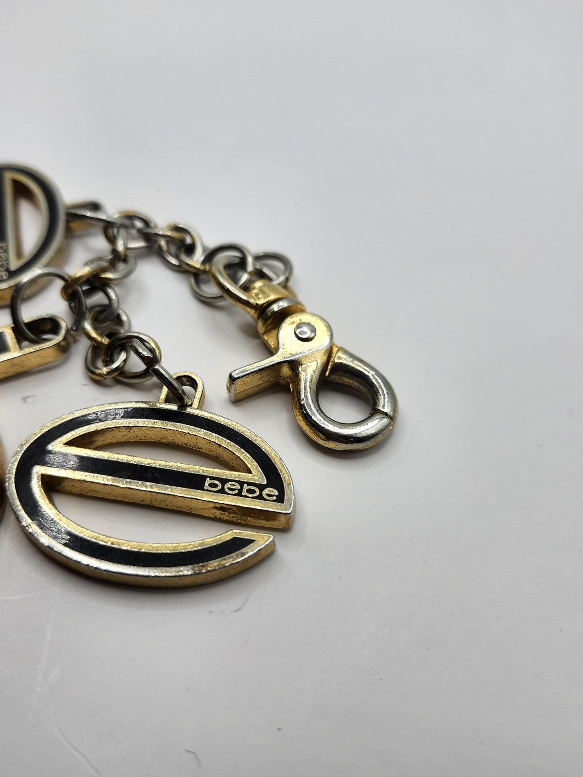 Bebe Logo Keychain Womens One Size Gold Tone Metal Letter Purse Charm Bag