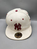 New Era 59FIFTY New York Yankees Fitted Hat White Red Size 7 5/8 MLB