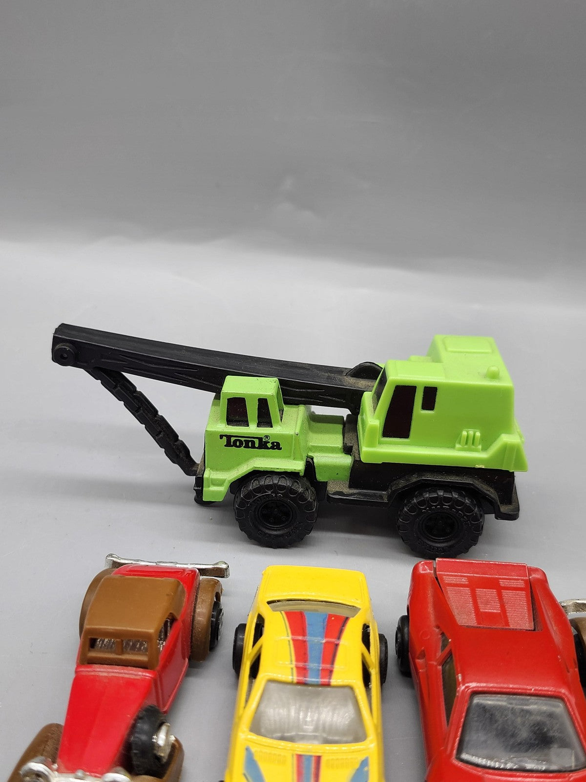 Diecast Car Lot 8pc Mixed Brands Tonka Crane Truck Small Toy Vehicles Multicolor
