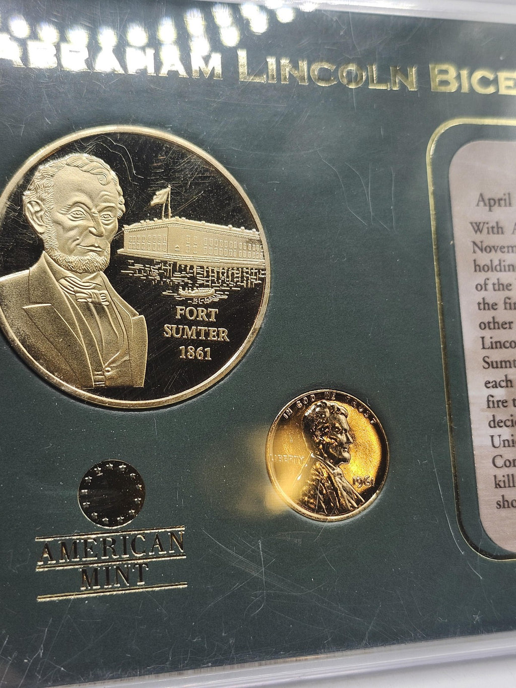 American Mint Abraham Lincoln Bicentennial Fort Sumter Medal Coin Set LE 20K