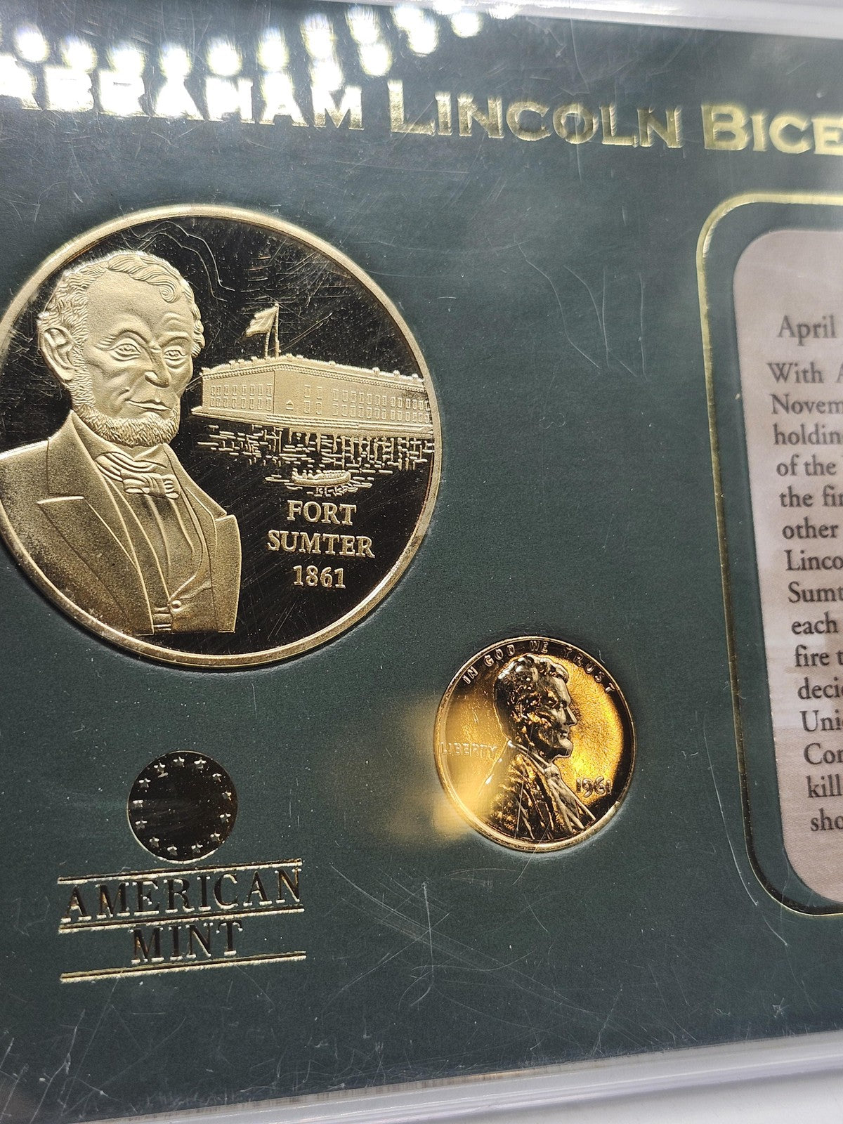American Mint Abraham Lincoln Bicentennial Fort Sumter Medal Coin Set LE 20K