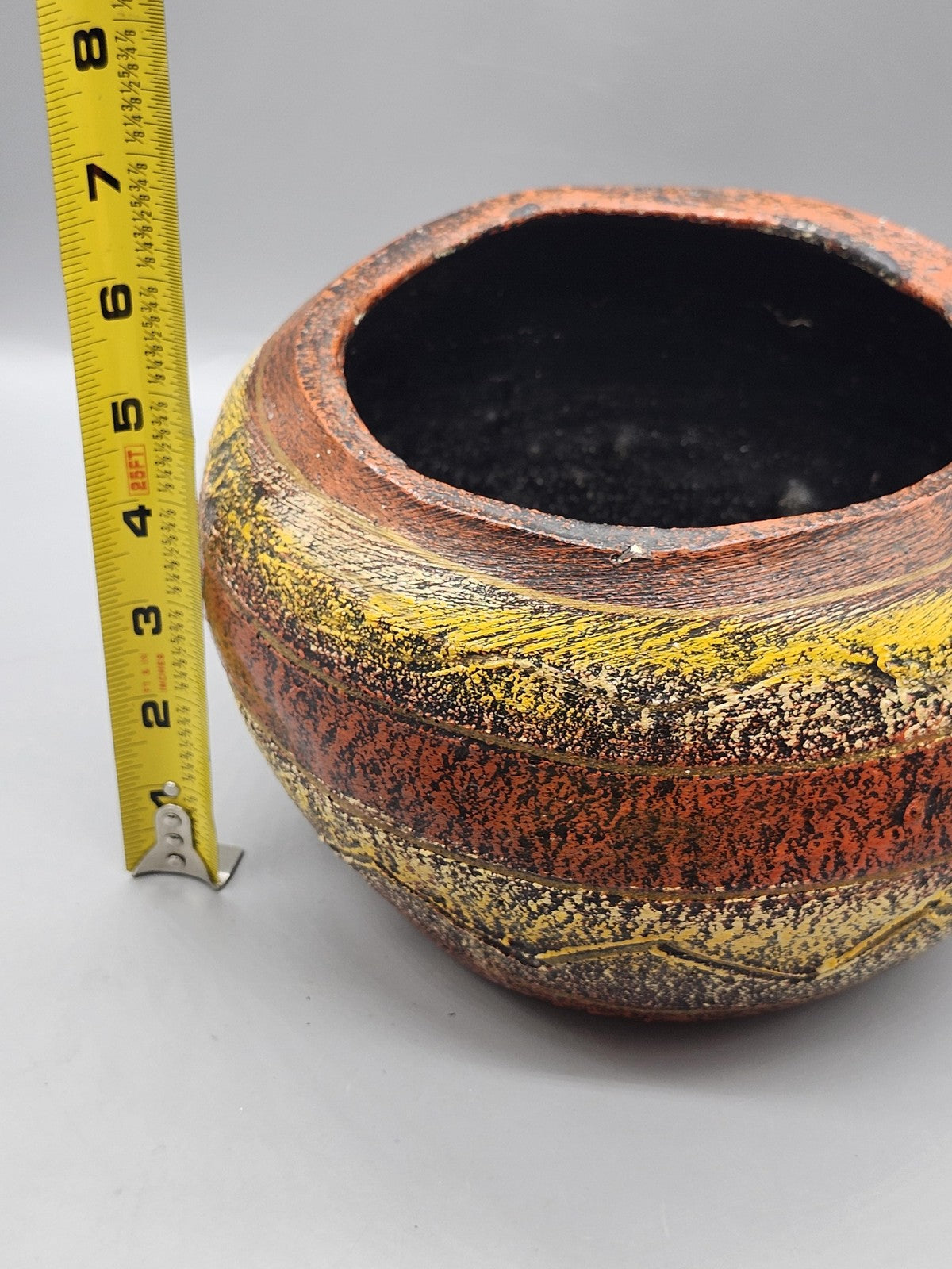 Multicolor Terracotta Round Planter Abstract Art Pottery Modern Table Decor