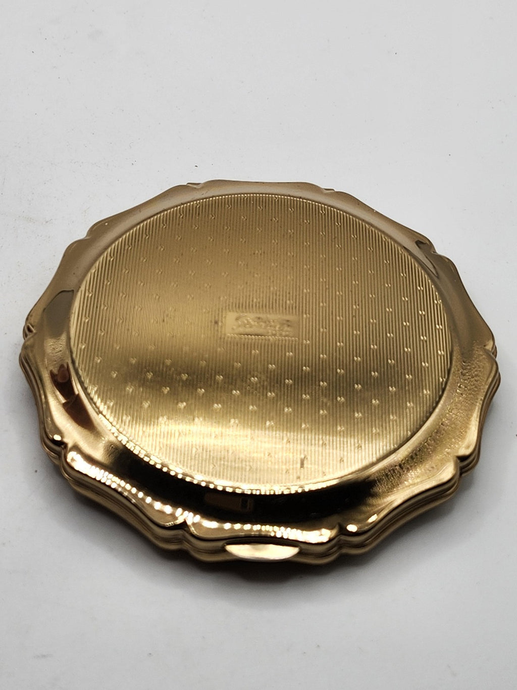 Vintage Stratton Compact Green Marbled Enamel Round Gold Tone England Vanity