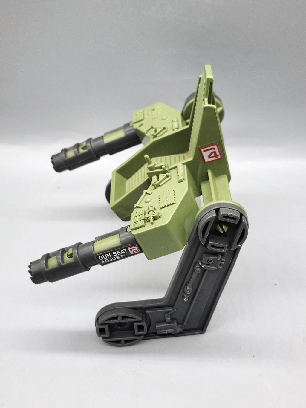 Green Gun Seat Accessory Plastic Toy Action Figure Military Loose Dual Cannon