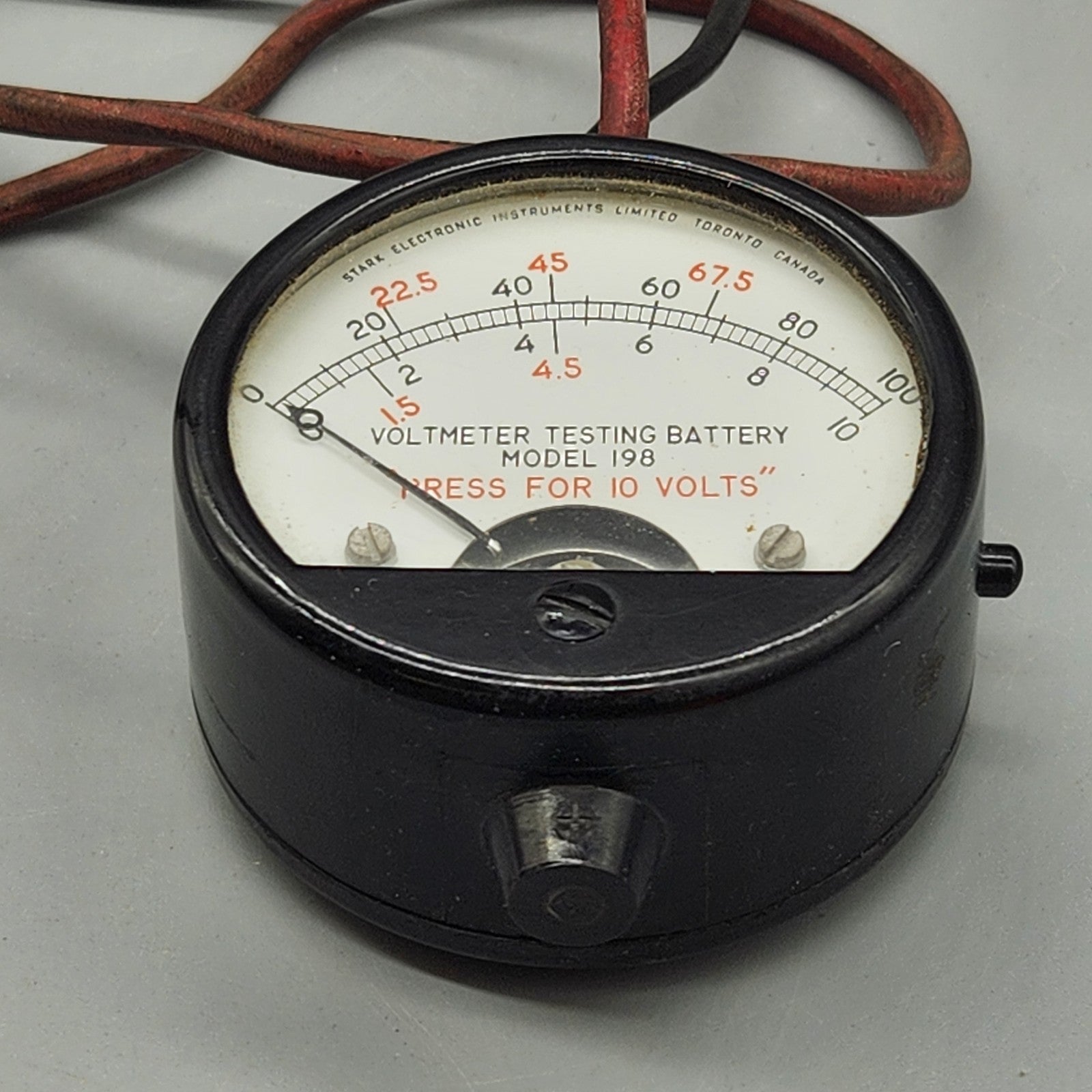 Vintage Battery Tester Voltmeter Model 198 w/ Alligator Clips Industrial Garage