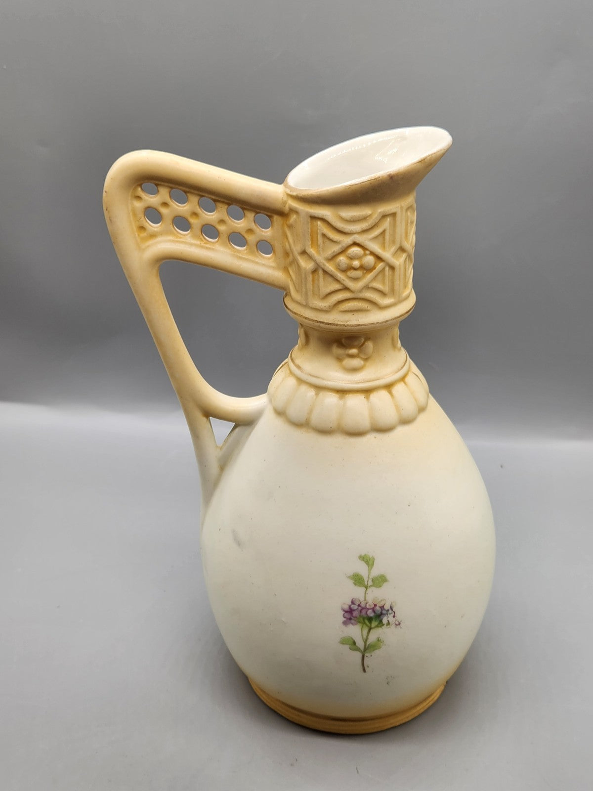 Vintage Austria Porcelain Floral Ewer Pitcher Hand Painted Roses Gold Gilt...