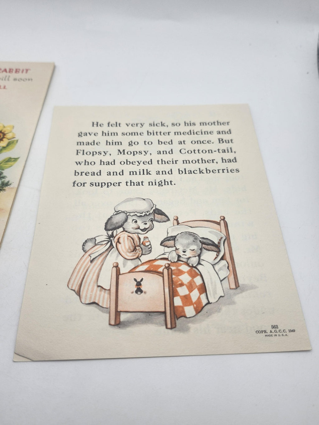 Vintage 1949 American Greetings Peter Rabbit Get Well Card Story Booklet USA 563