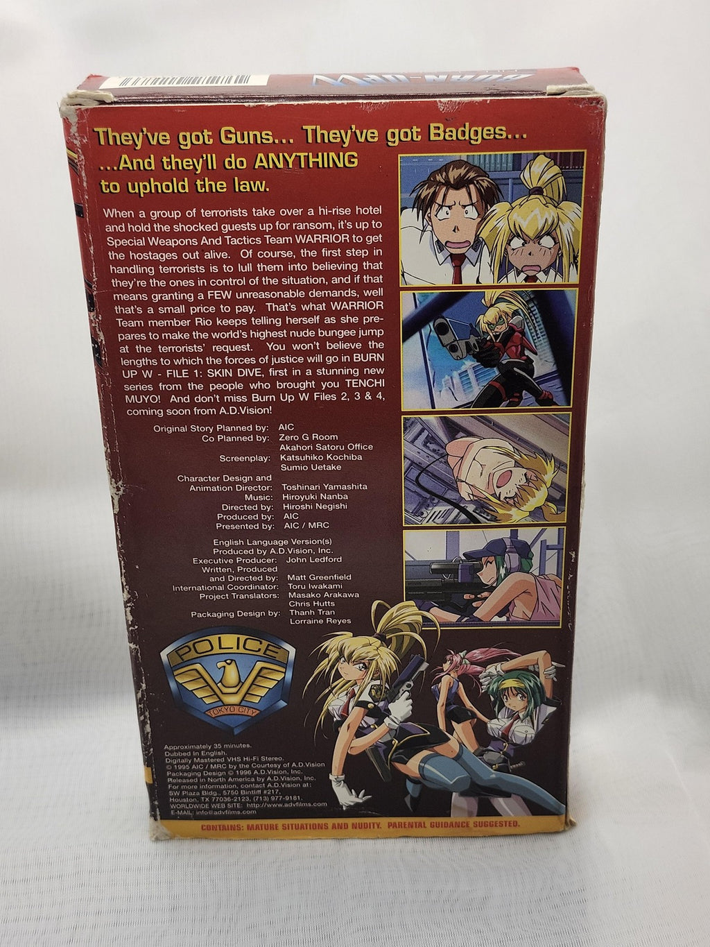 Vintage Burn Up W File 1 Skin Dive VHS Tape English Dub Anime Japan NTSC 1995