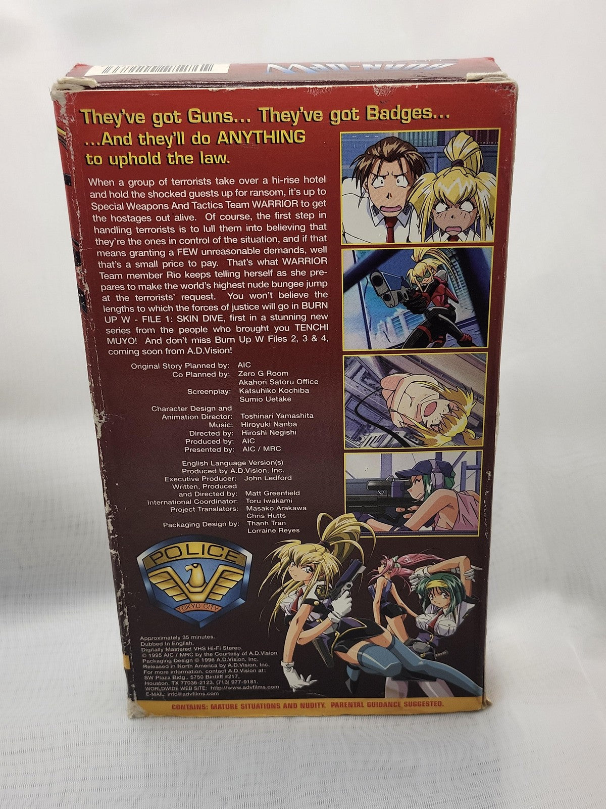 Vintage Burn Up W File 1 Skin Dive VHS Tape English Dub Anime Japan NTSC 1995