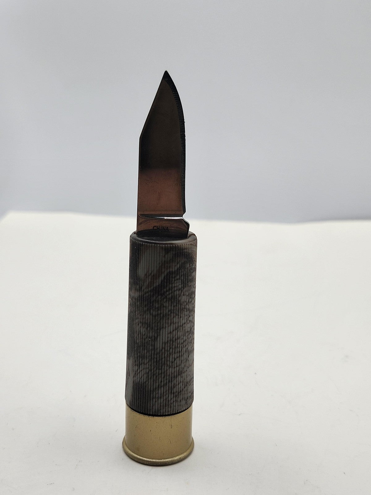 Shotgun Shell Pocketknife Folding 1 Blade Drop Point Brown Plastic 12 GA EDC