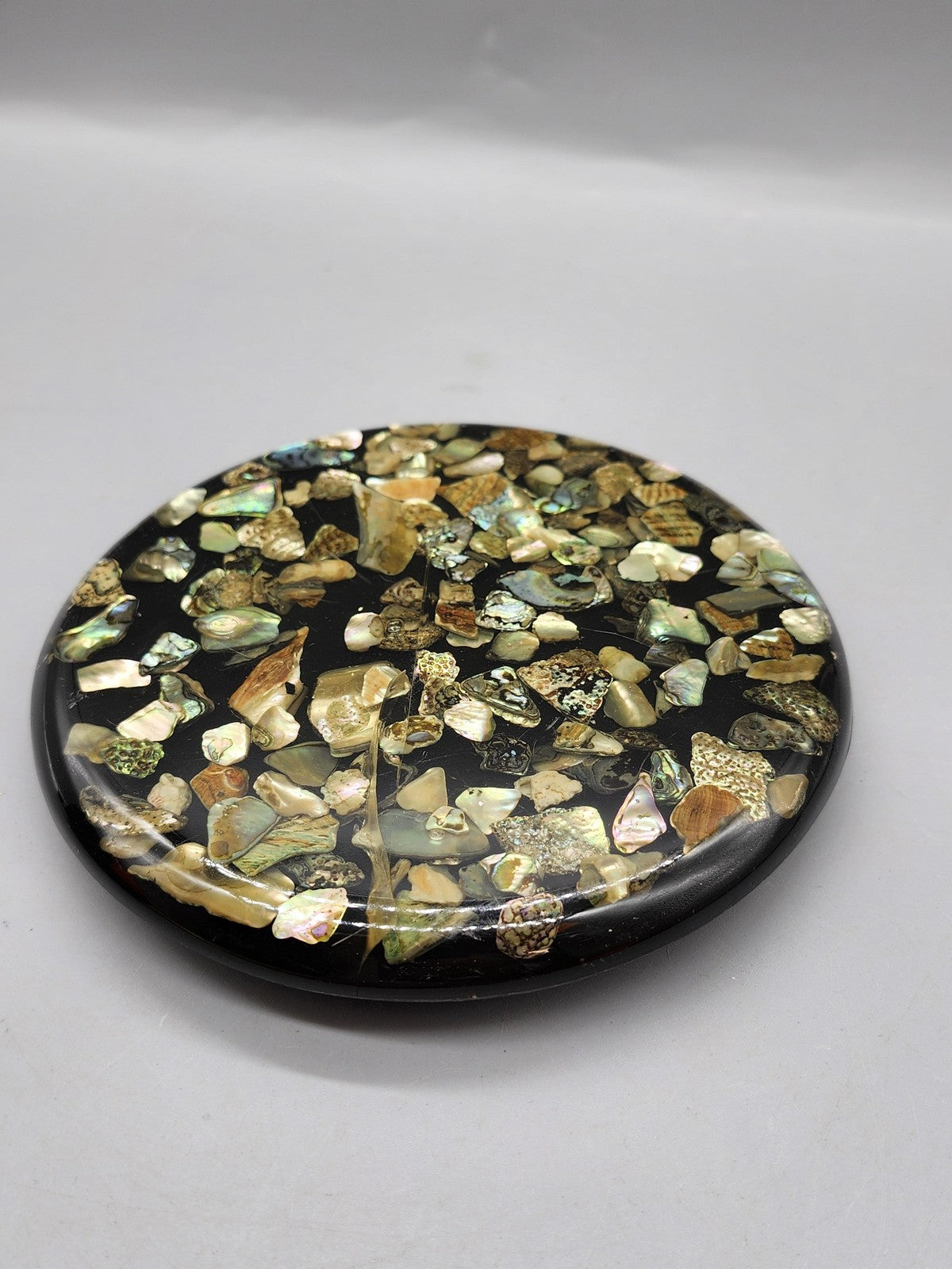 Vintage Betty's Shells Abalone Trivet Small Multicolor Plastic Hot Plate Decor