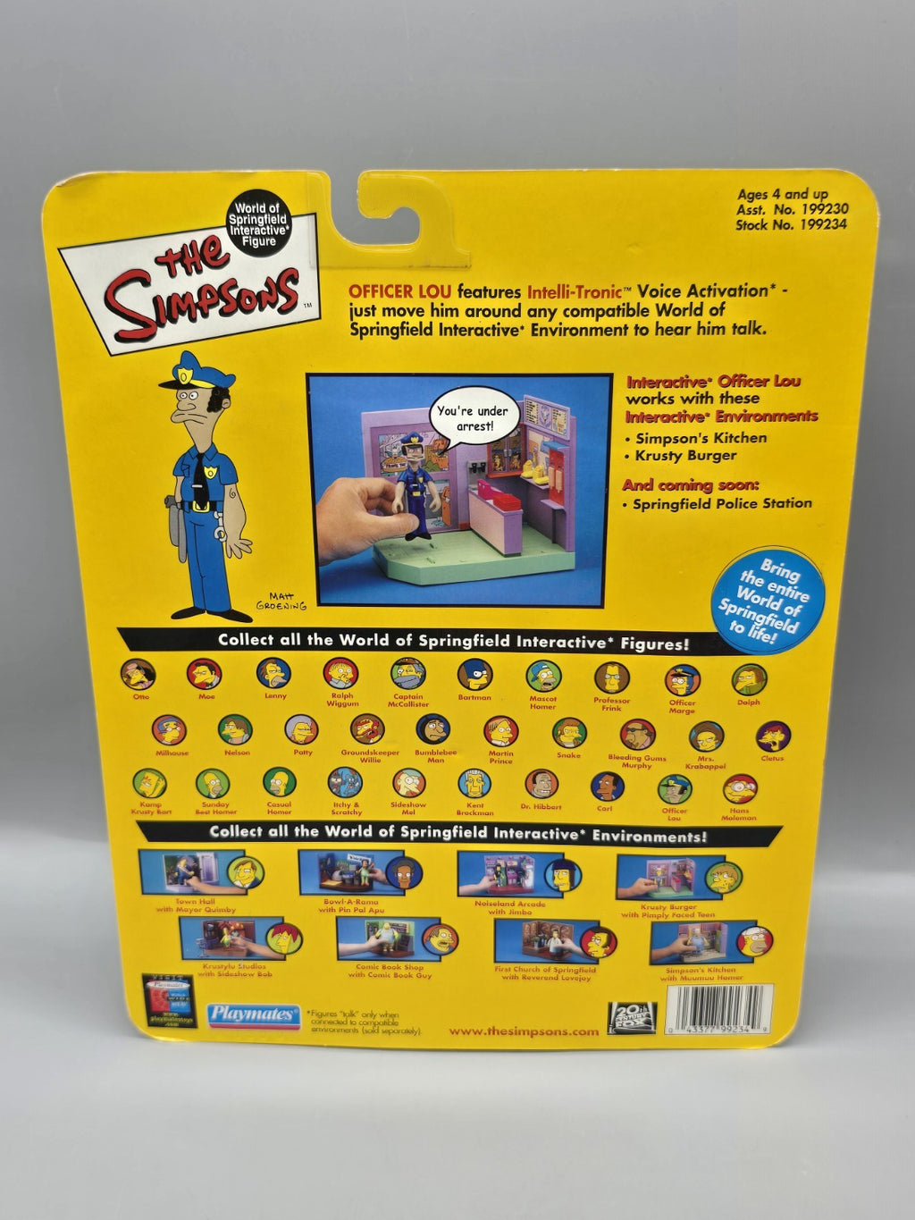 The Simpsons Officer Lou Interactive Figure Playmates 2001 Sealed WOS