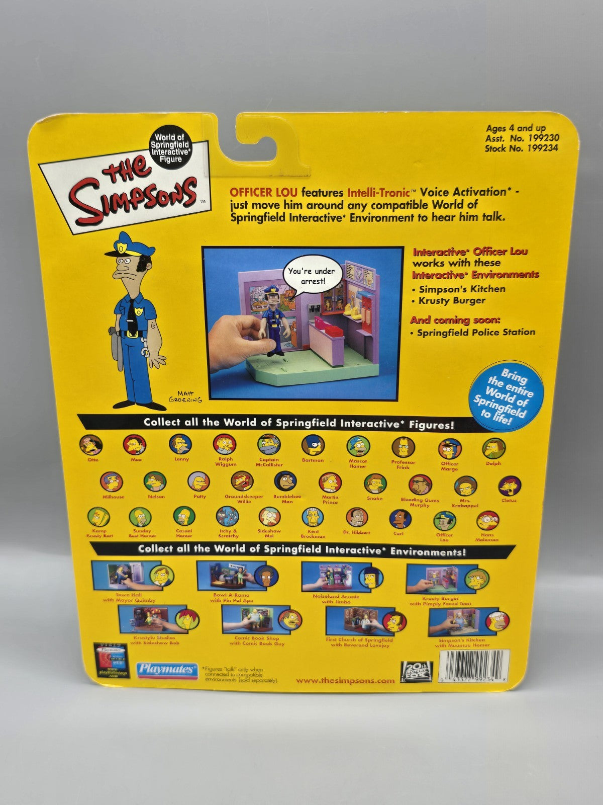 The Simpsons Officer Lou Interactive Figure Playmates 2001 Sealed WOS