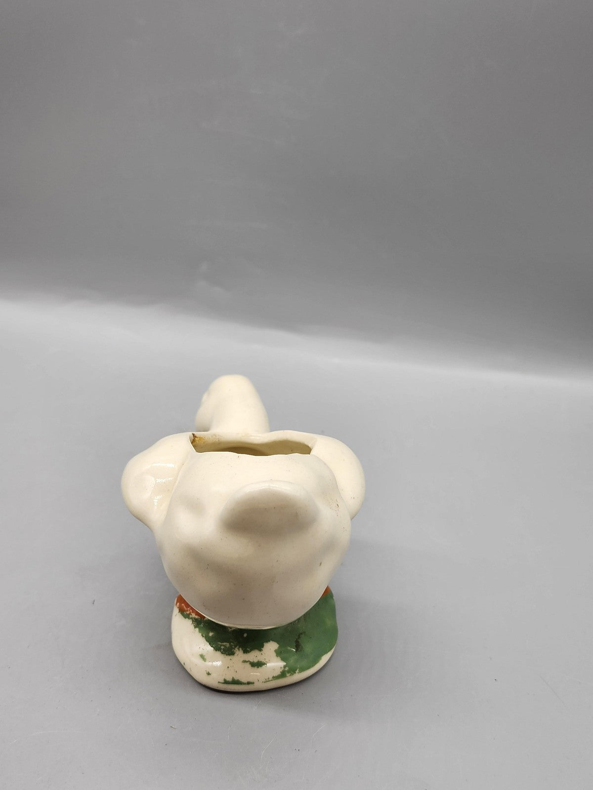 Unmarked White Ceramic Duck Planter Figural Multicolor Pottery Table Decor