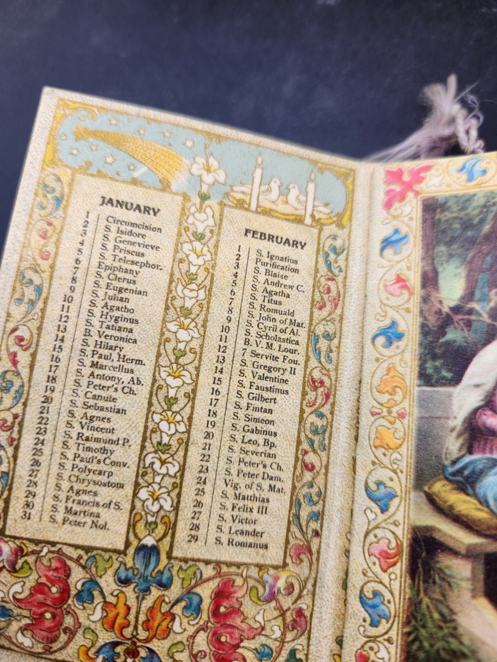 Vintage Mini Religious Prayer Calendar Booklet Printed In Italy