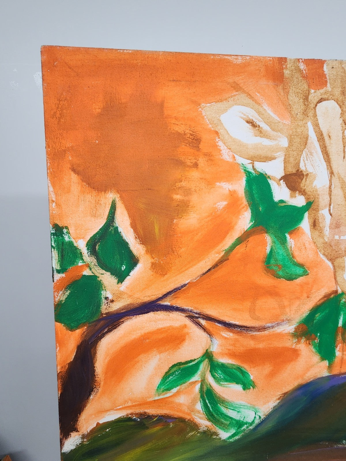 Vintage Unfinished Original Giraffe Acrylic Painting on Canvas 44x38 Abstract...