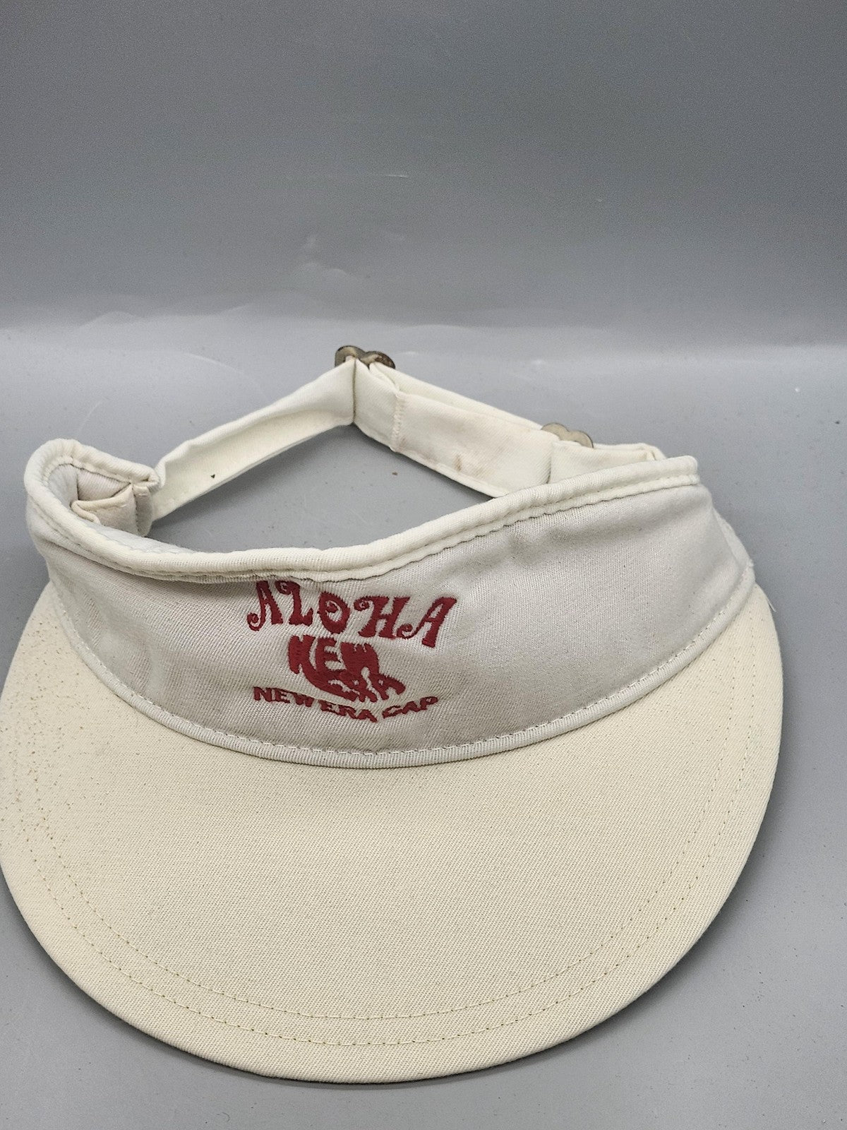 New Era Aloha Hat Visor Strap Back Mens One Size White Green Hawaiian Twill