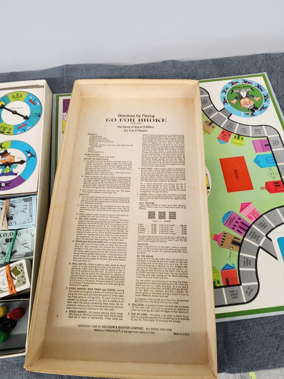 Vintage 1965 Go For Broke Board Game Selchow & Righter Complete? Retro Game
