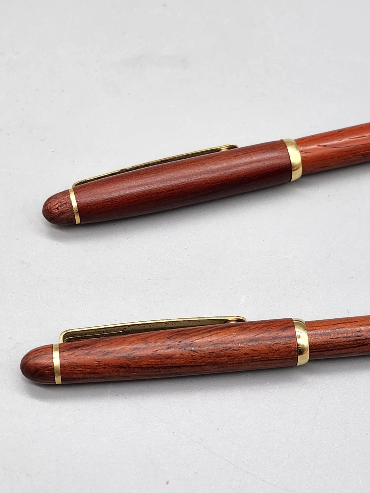 Wood Ballpoint Pen Mechanical Pencil Set Gold Tone Clips Office Gift Desk