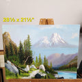 Vintage R. Mansfield Mountain Landscape Oil Painting on Canvas 28.5” x 21.5”