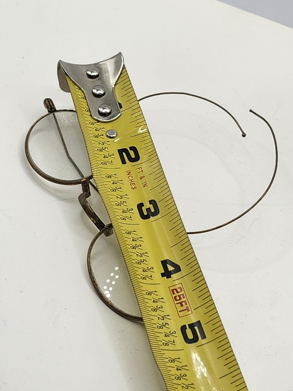 Vintage Wire Rim Oval Eyeglasses Cable Temple Spectacles Gold Tone Metal USA
