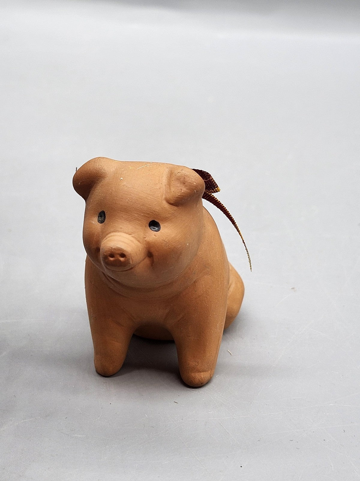 Vintage 1987 Applause Pig Figurine Small Brown Terra Cotta Autumn Festival Decor