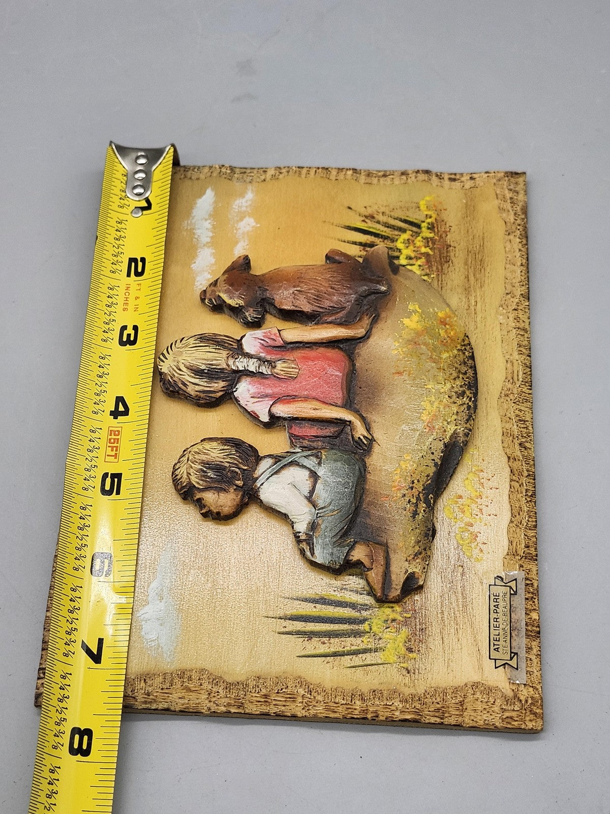 Children Dog Original Wood Carving Atelier Pare Quebec Canada Folk Art Small