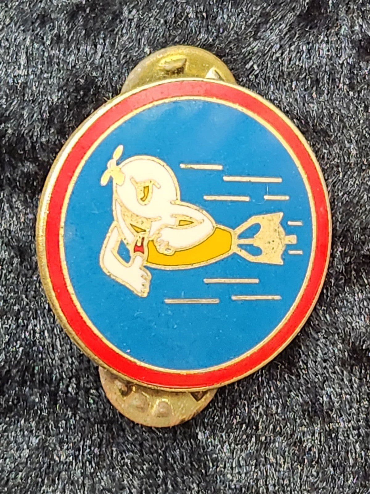 Vintage Military Style Rocket Character Enamel Pin Morale Squadron Jacket Hat Pi