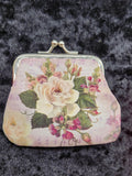 Floral Coin Wallet Purse Womens One Size Pink Canvas Kiss Lock Christian Hymn