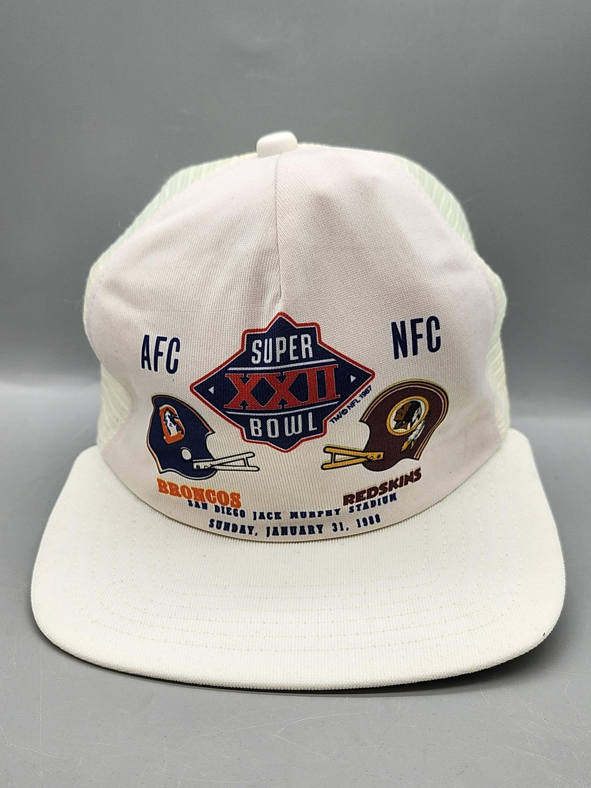 Vintage Super Bowl XXII Denver Broncos Redskins Hat Cap Snap Back NewEra OneSize