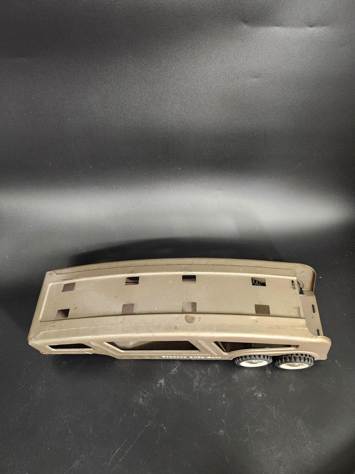 Vintage Structo Auto Haul Car Transporter Pressed Steel Brown Toy Loose Trailer